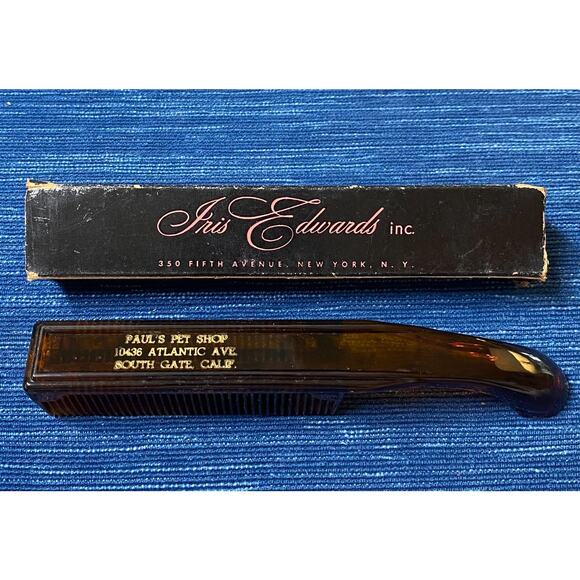 Rare VTG 1960's Iris Edwards New York South Gate CA Poodle Hair Comb Brush Box - Picture 2 of 2